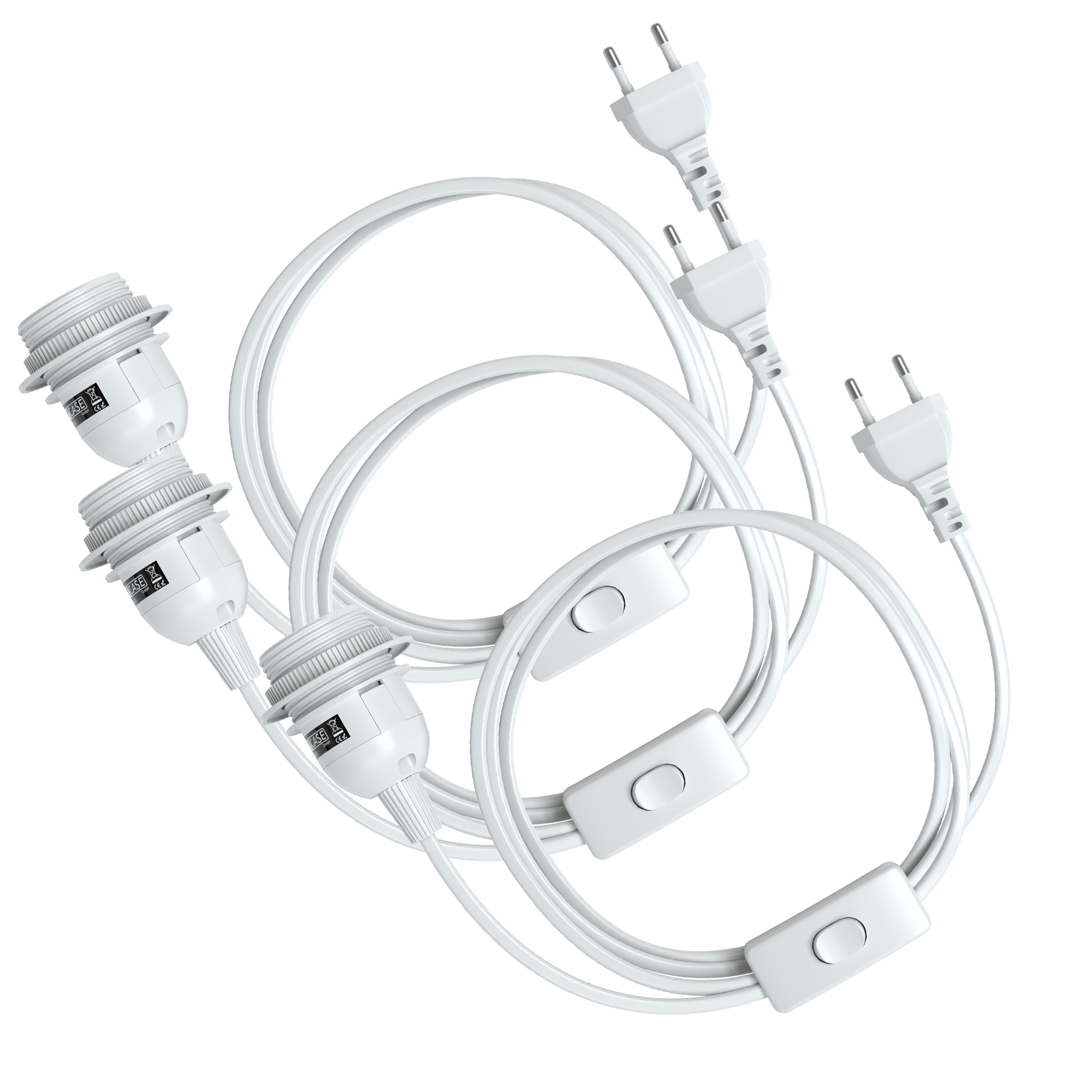 Lampenfassung max. 60W E27 Weiß 3,5m Kabel mit Stecker & Schalter, 5